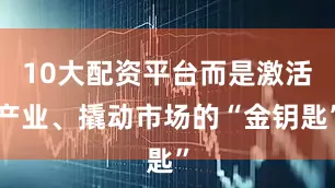 10大配资平台而是激活产业、撬动市场的“金钥匙”